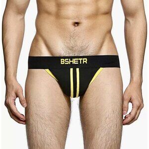 Old School Wide Band Black & Yellow BSHETR Jock Strap Support Size L